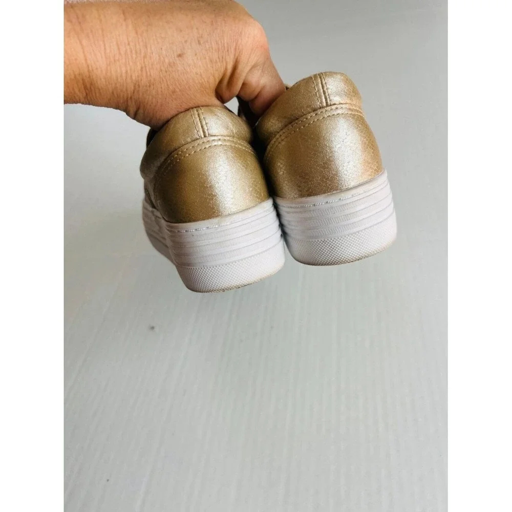 Woolworths Womens Sz 5.5 Gold Platform Slip On Sneakers Shoes